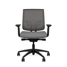 Focus 2.0 executive chair by SitOnIt with medium back, back material - mesh, seat - gray fabric, black frame, on wheels