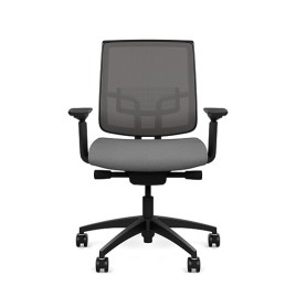Focus 2.0 executive chair by SitOnIt with medium back, back material - mesh, seat - gray fabric, black frame, on wheels