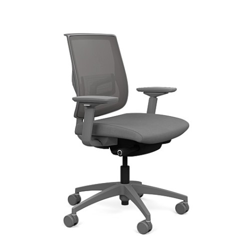 Focus 2.0 Executive Chair by SitOnIt with Midback, Backrest Material - Mesh, Seat - Gray Fabric, Gray Frame, on Casters-1