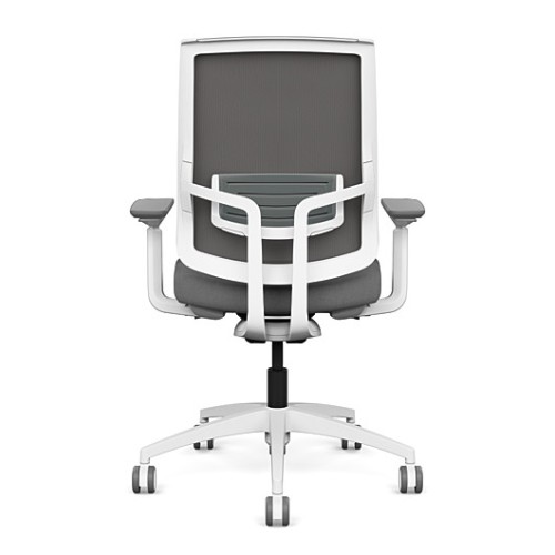 Focus 2.0 Executive Chair by SitOnIt with high back, back material - mesh, seat - gray fabric, white frame, on wheels-2
