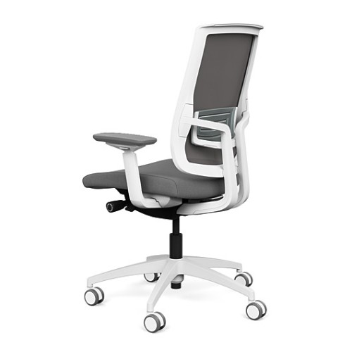 Focus 2.0 Executive Chair by SitOnIt with high back, back material - mesh, seat - gray fabric, white frame, on wheels-3