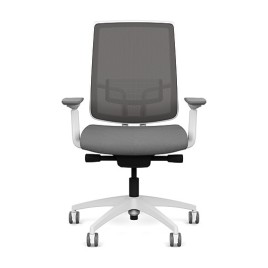 Focus 2.0 Executive Chair by SitOnIt with high back, back material - mesh, seat - gray fabric, white frame, on wheels