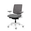 Focus 2.0 executive chair by SitOnIt with Midback, back material - mesh, seat - gray fabric, white frame, on wheels-4