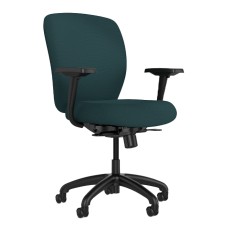 SitOnIt Knack Executive Chair with Midback, green fabric back and seat, black frame, on wheels, with Heavy Duty reinforced construction