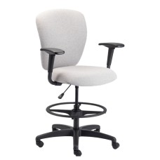Knack Executive Chair by SitOnIt with Midback, Back and Seat Material - White Fabric, Black Frame, on Casters
