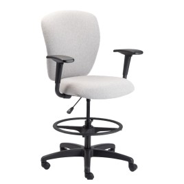 Knack Executive Chair by SitOnIt with Midback, Back and Seat Material - White Fabric, Black Frame, on Casters