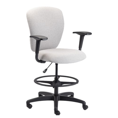 Knack Executive Chair by SitOnIt with Midback, Back and Seat Material - White Fabric, Black Frame, on Casters