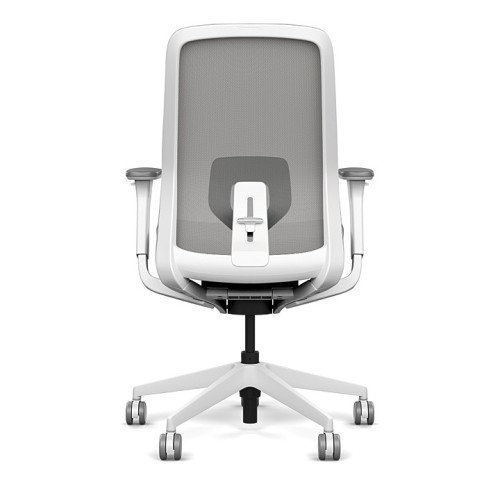 Lavo office chair by SitOnIt with high back, back material - mesh, seat - gray fabric, white frame, on wheels-2