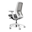 Lavo office chair by SitOnIt with high back, back material - mesh, seat - gray fabric, white frame, on wheels-3
