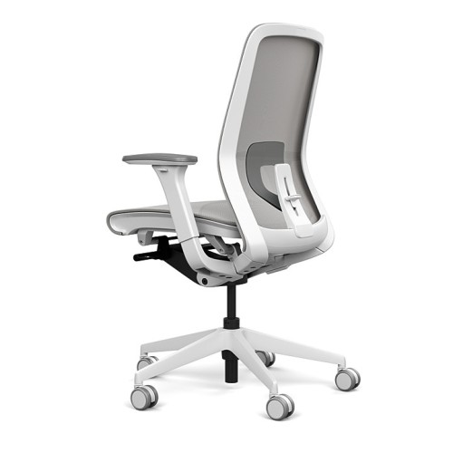 Lavo office chair by SitOnIt with high back, back material - mesh, seat - grey mesh, white frame, on wheels-3