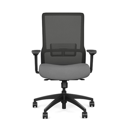 Novo office chair by SitOnIt with high back, back material - mesh, seat - gray fabric, black frame, on wheels