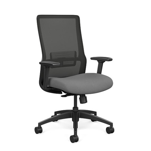 Novo office chair by SitOnIt with high back, back material - mesh, seat - gray fabric, black frame, on wheels-1