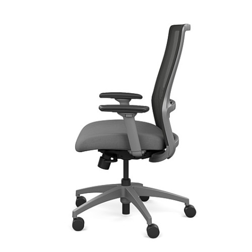 Novo office chair by SitOnIt with high back, back material - mesh, seat - gray fabric, gray frame, on wheels-4