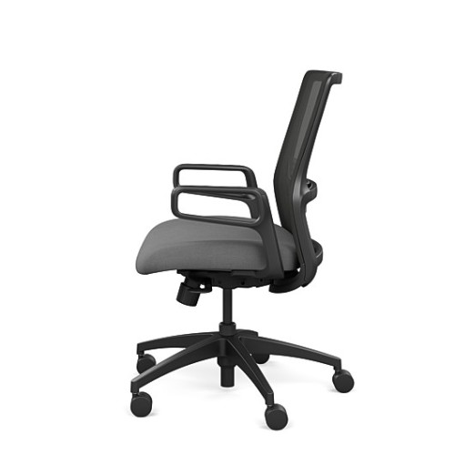 Novo office chair by SitOnIt with medium backrest, backrest material - mesh, seat - gray fabric, black frame, on wheels-4