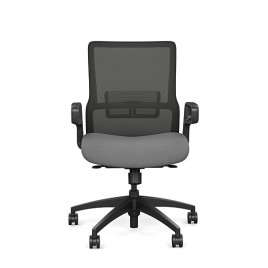 Novo office chair by SitOnIt with medium backrest, backrest material - mesh, seat - gray fabric, black frame, on wheels