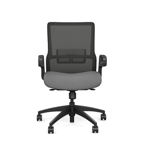 Novo office chair by SitOnIt with medium backrest, backrest material - mesh, seat - gray fabric, black frame, on wheels