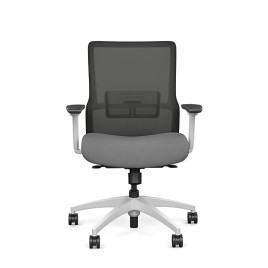 Novo office chair by SitOnIt with medium backrest, backrest material - mesh, seat - gray fabric, white frame, on wheels