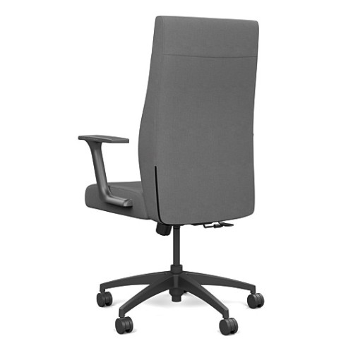 Prava executive chair by SitOnIt with highback, back and seat material - black fabric, grey frame, on wheels-3