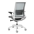 Executive chair Vectra by SitOnIt with high back, back material - mesh, seat - gray fabric, white frame, on wheels-3