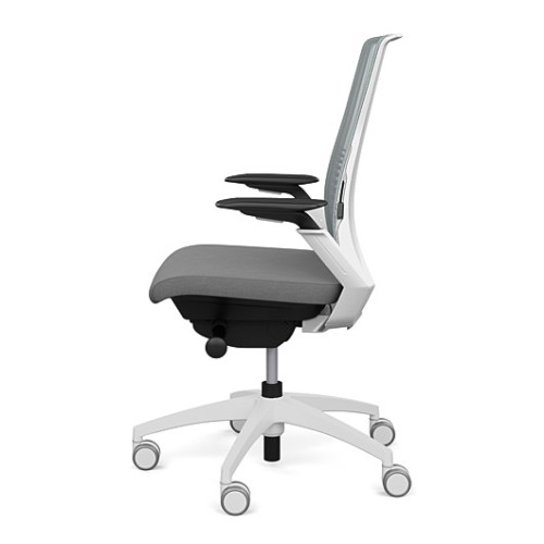 Executive chair Vectra by SitOnIt with high back, back material - mesh, seat - gray fabric, white frame, on wheels-4