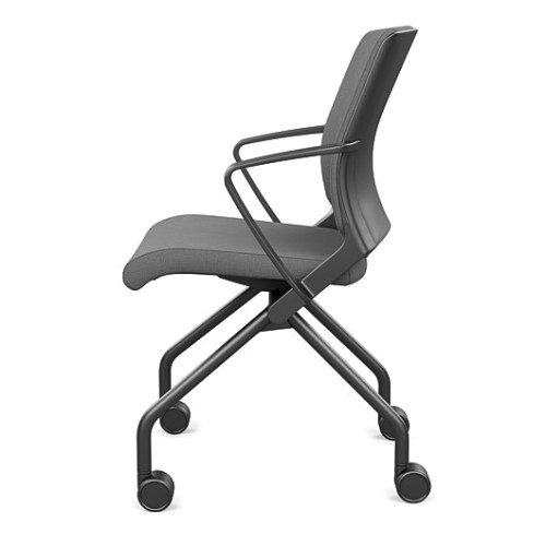 Movi folding chair from SitOnIt in gray color with an upholstered back-4