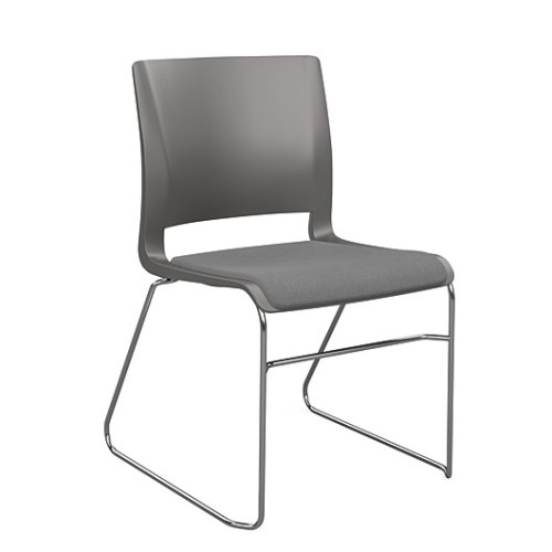 SitOnIt Rio Multipurpose Stackable Chair in Gray with Padded Seat-1