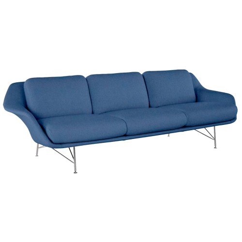 Striad - three-seater sofa for living room, base - chrome, fabric - blue, ZLU08