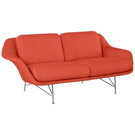Striad - two-seater sofa for living room, base - chrome, fabric - orange, ZB340