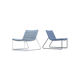 The VEGAS lounge chair from Narbutas is light blue with dimensions 69x72x73 cm and a backrest height of 32 cm