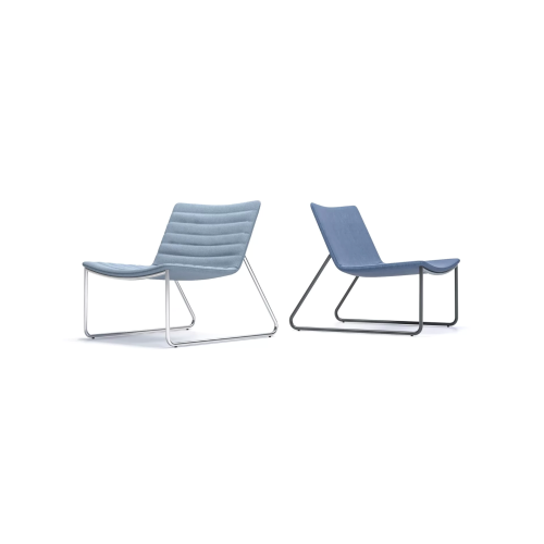 The VEGAS lounge chair from Narbutas is light blue with dimensions 69x72x73 cm and a backrest height of 32 cm