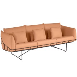 Wireframe - 3 seater living room sofa, leather - light brown, NX14