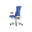 Embody office chair, on castors, white frame, blue fabric, 1HA14-3