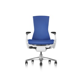 Embody office chair, on castors, white frame, blue fabric, 1HA14
