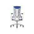 Embody office chair, on castors, white frame, blue fabric, 1HA14-2