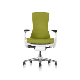Embody office chair, on castors, white frame, green apple fabric - 1HA10