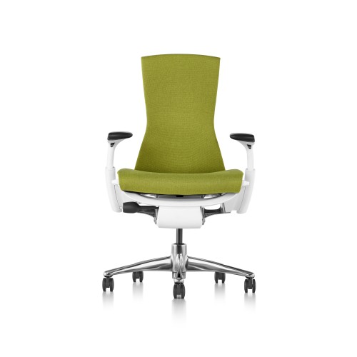 Embody office chair, on castors, white frame, green apple fabric - 1HA10