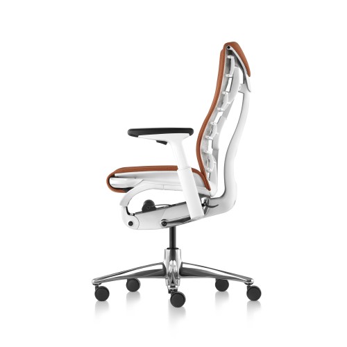 Embody office chair, on castors, white frame, papaya orange fabric, 1HA06-2