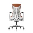 Embody office chair, on castors, white frame, papaya orange fabric, 1HA06-3