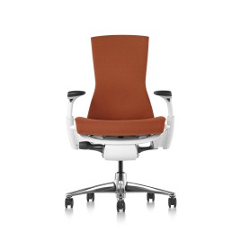 Embody office chair, on castors, white frame, papaya orange fabric, 1HA06 