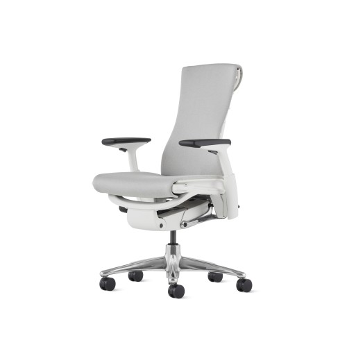 Embody office chair, on castors, white frame, grey fabric, mineral - 3SY09-3