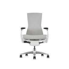 Embody office chair, on castors, white frame, grey fabric, mineral - 3SY09