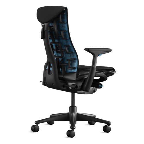 Embody x Logitech Gaming chair 3SY12 CYAN graphite with blue back color + HEADREST-2