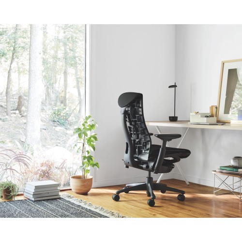 Embody office chair, on castors, graphite frame, dark black fabric, 3513-2