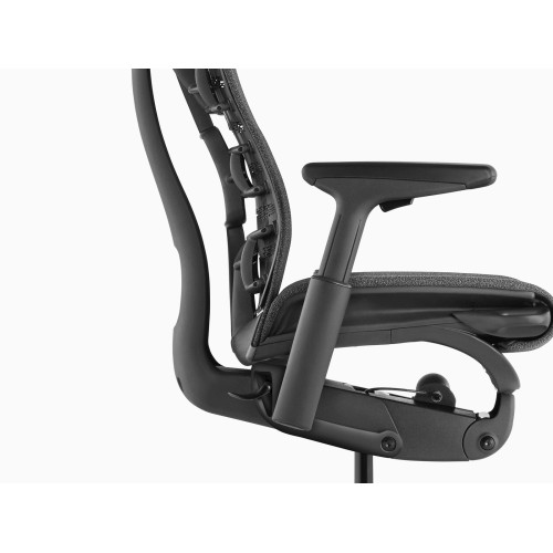 Embody office chair, on castors, graphite frame, dark black fabric, 3513-4