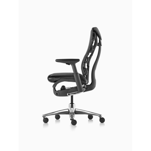 Embody office chair, on castors, graphite frame, dark black fabric, 3513-1