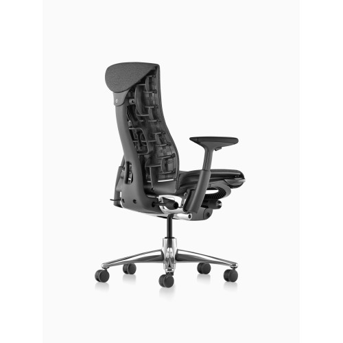 Embody office chair, on castors, graphite frame, dark black fabric, 3513-5