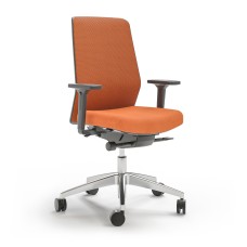 Office char SURF with 3D adjustable armrests, white metal base, on castors