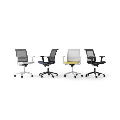 Office chair EVA II with swivel mechanism, with armrests, on castors, seat - fabric, back - mesh-2