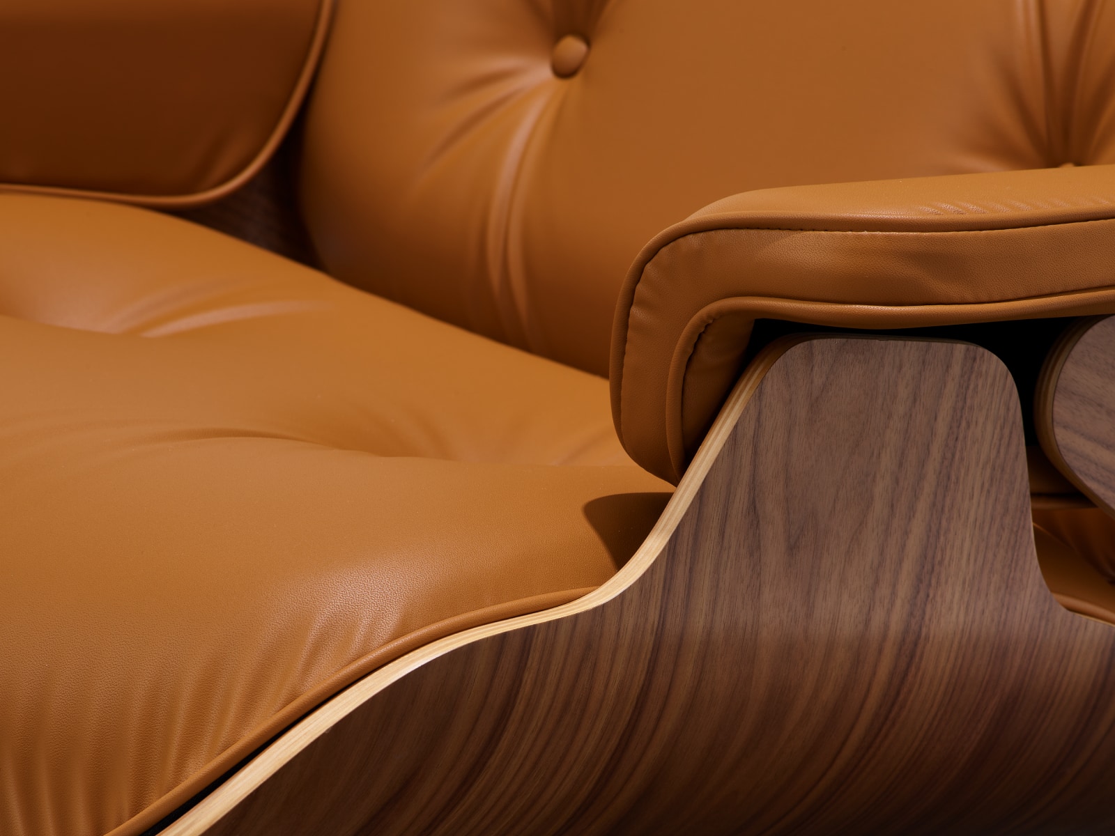 Close-up of the bamboo material on an Eames Lounge Chair.